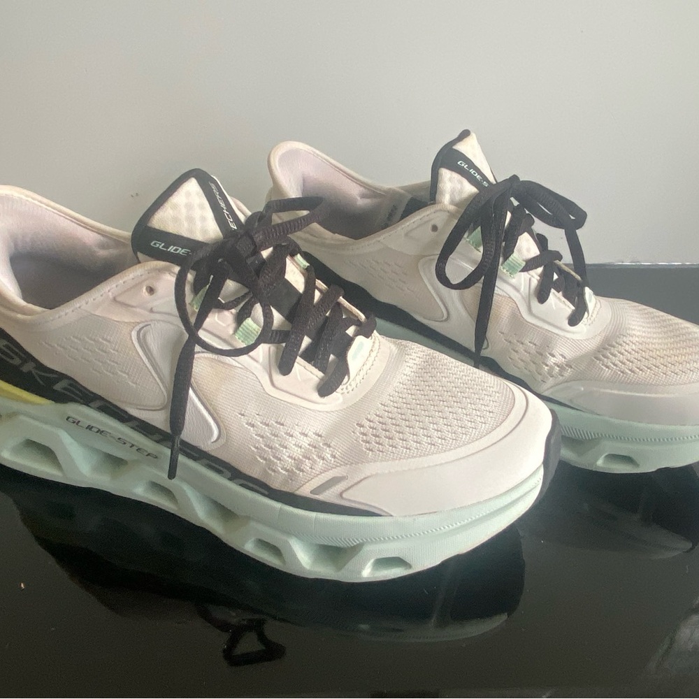 Skechers Women's Athletic Sneakers - white with Black and Mint Accents
